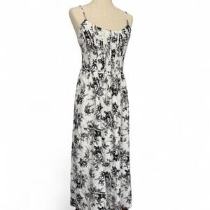 WAYF Smocked Black & White Maxi Dress